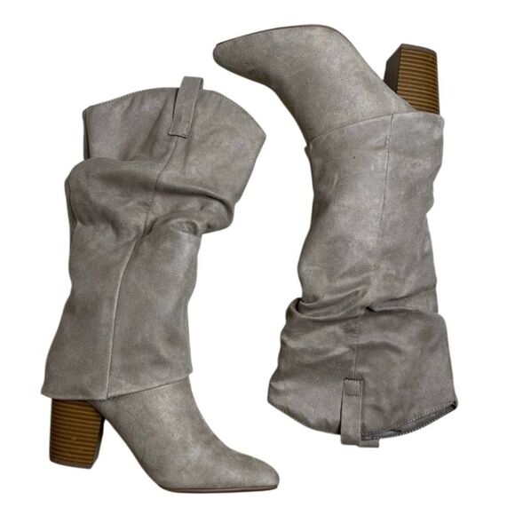 SO Julee Elegant Taupe Slouched Heeled Boots Size 8.5 - Picture 1 of 8